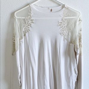 Free People Blouse w/ Lace Detail